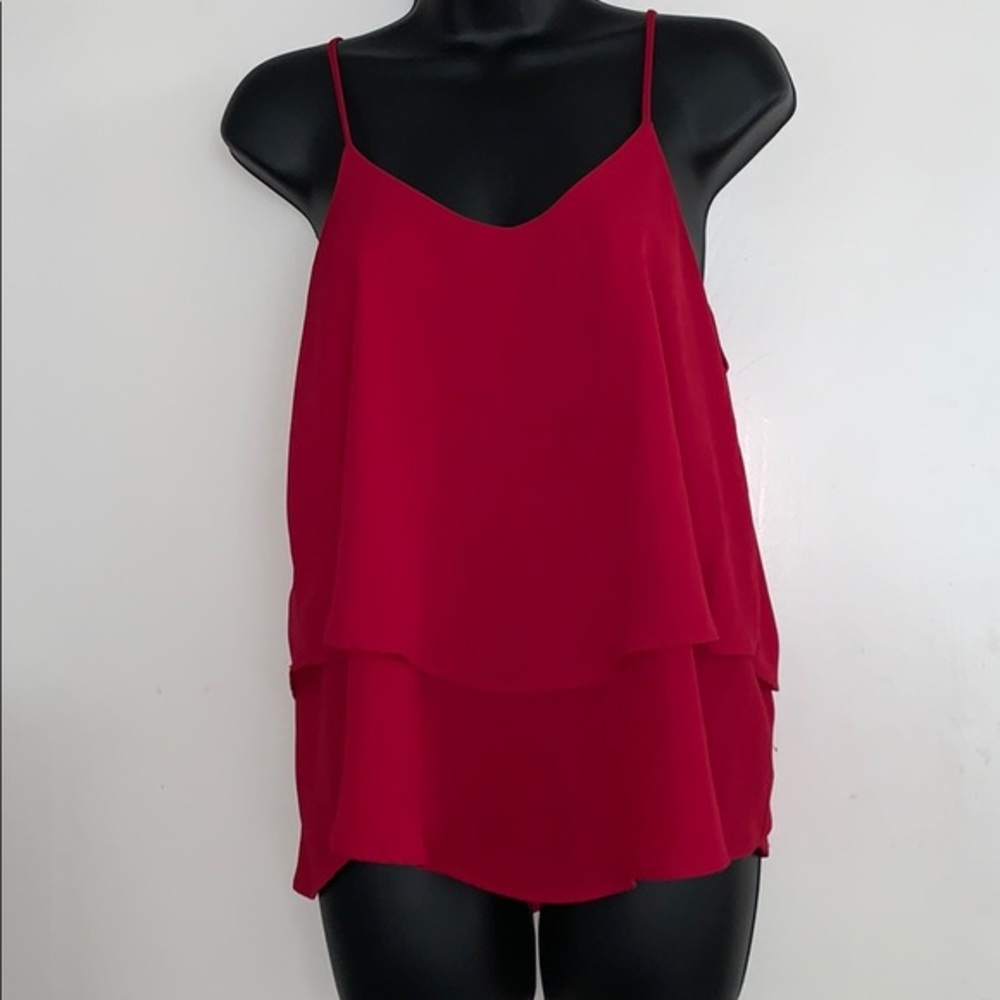 Annabella Red Layered Tank Top Blouse Small EUC